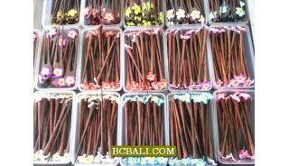 wood hair stick tropical flowers designs for women fashion